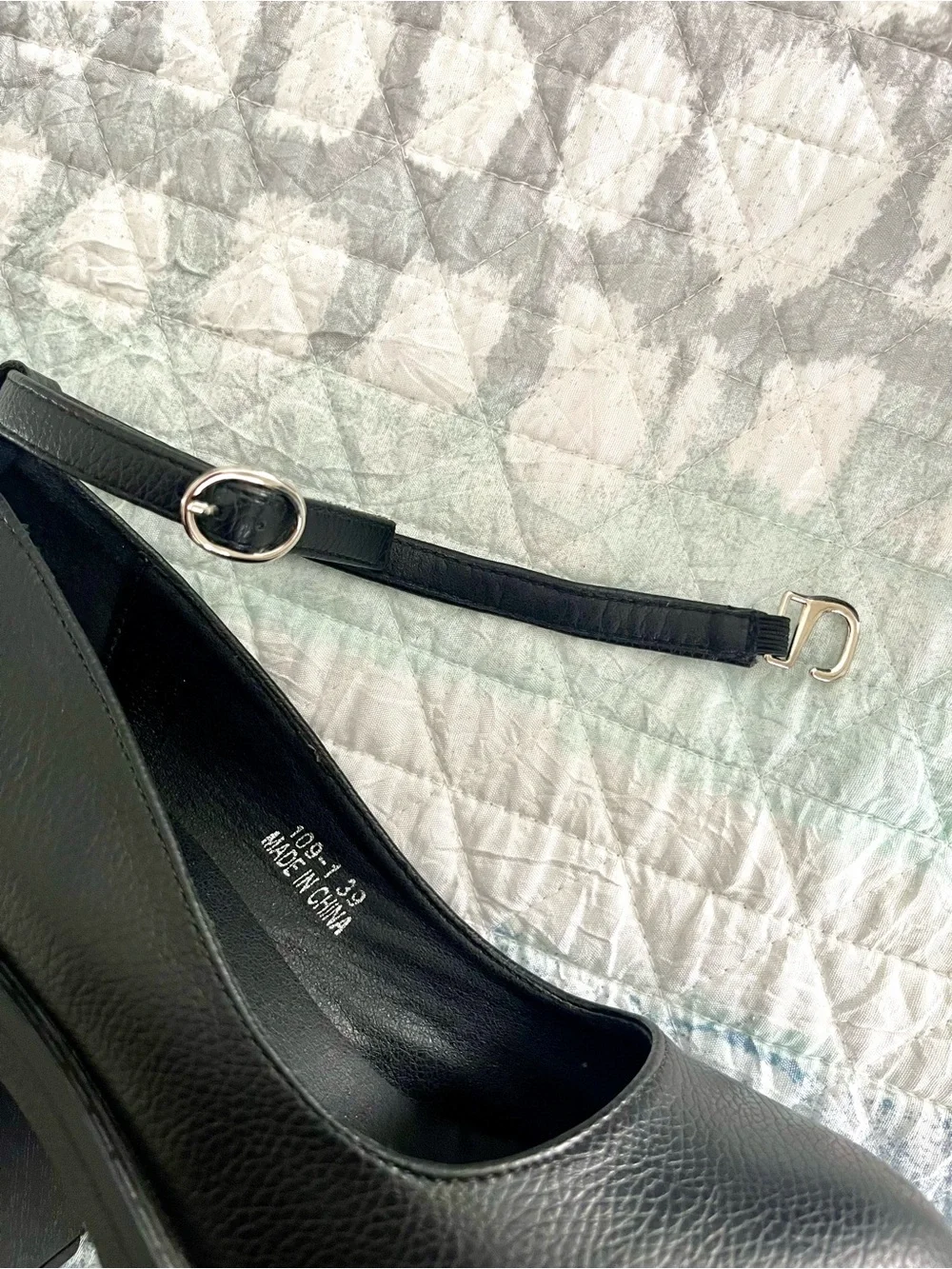 Black Chunky Platform Mary Jane Heels with Ankle Strap 10101